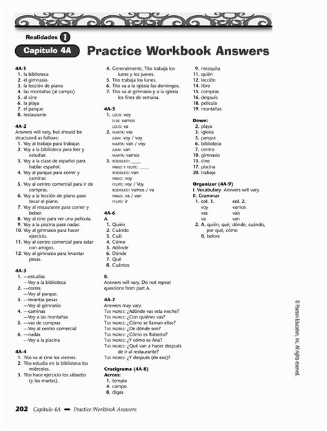 Answers Practice Workbook Realidades Spanish 2 4b Epub