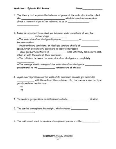 Answers The Episode 901 Review Sheet Kindle Editon