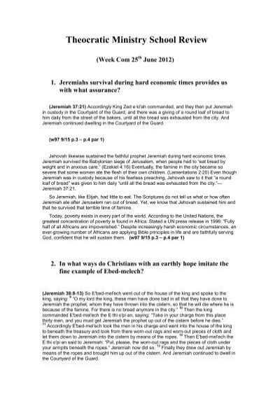 Answers Theocratic Ministry School Review Week Starting April 28 2014 PDF