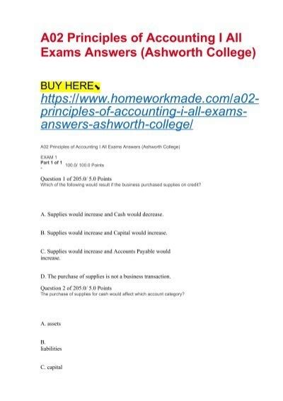 Answers To Ashworth College Accounting Exams Epub