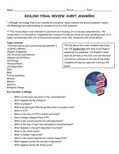 Answers To Biology Final Review Doc