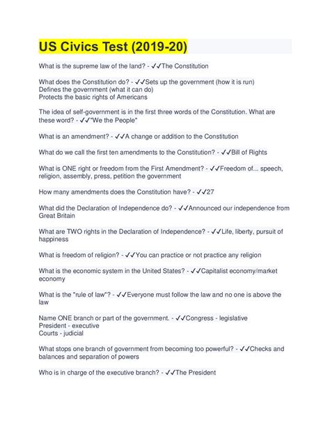 Answers To Civics Questions Chv20 Kindle Editon