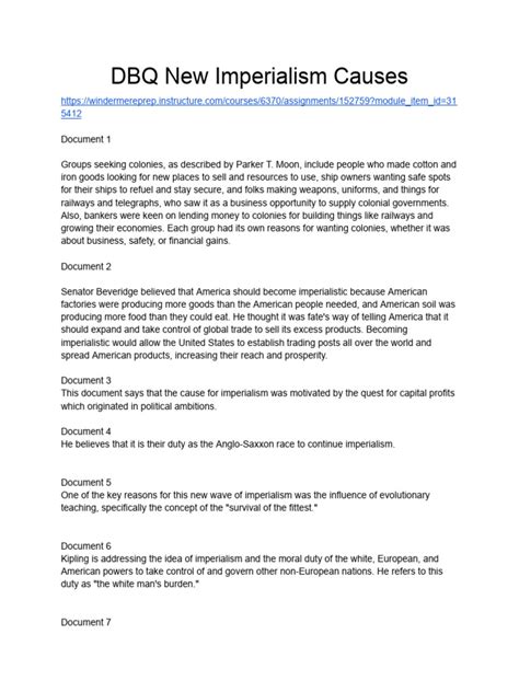 Answers To Dbq 16 New Imperialism Causes PDF