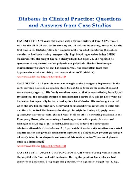 Answers To Diabetes Evolve Case Studies Reader