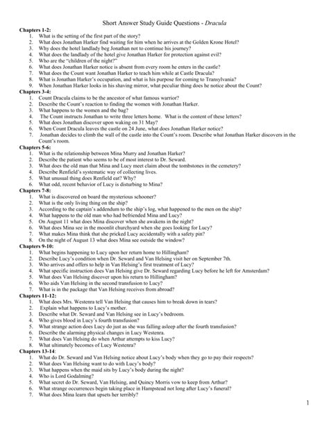 Answers To Dracula Study Guide Questions Kindle Editon