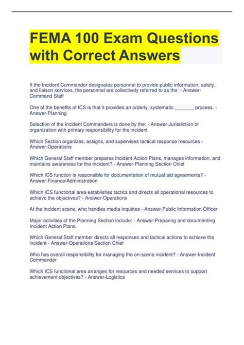 Answers To Fema Test Questions Doc