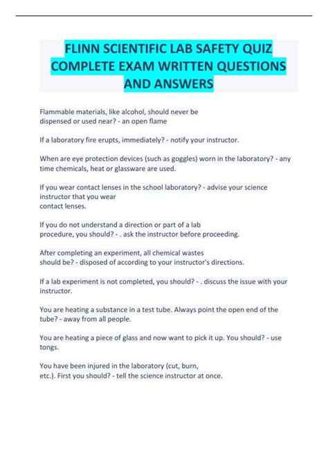 Answers To Flinn Scientific Safety Test PDF