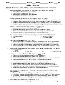 Answers To Hamlet Practice Multiple Choice Questions Reader