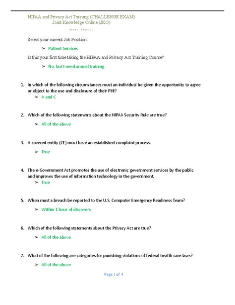 Answers To Hippa Pretest Epub