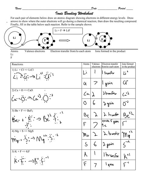 Answers To Ionic Bonds Doc