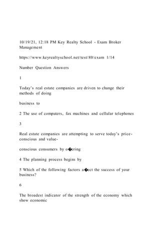 Answers To Key Realty Test PDF