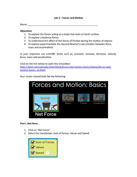 Answers To Lab 3 Force Motion Reader