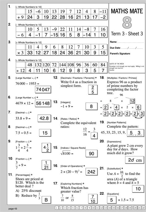 Answers To Math Mate Worksheets Reader