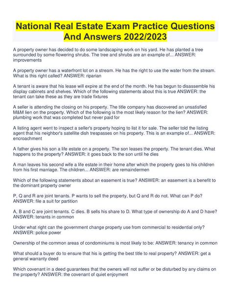 Answers To Real Estate Exam Kindle Editon