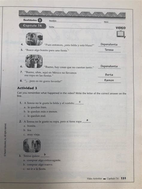 Answers To Realidades 1 Workbook Pg 74 Doc