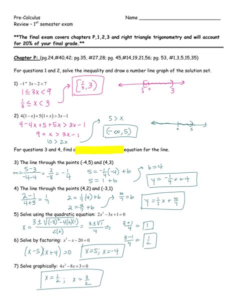 Answers To Semester Exam Review Precalc Packet Reader