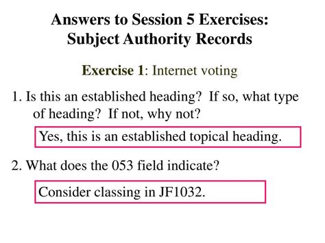 Answers To Session 5 Exercises Subject Authority Records Doc