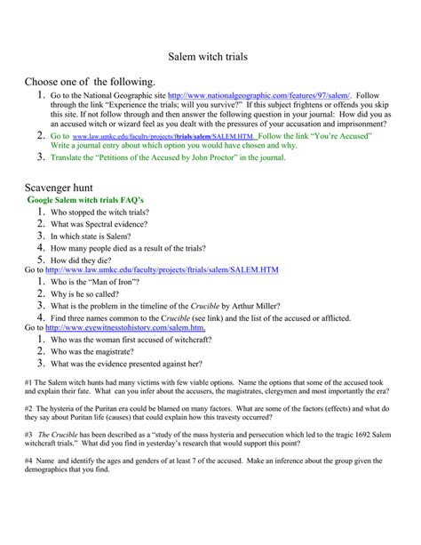 Answers To The Crucible Webquest PDF