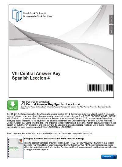 Answers To Vhlcentral Spanish 1 Leccion 3 Doc