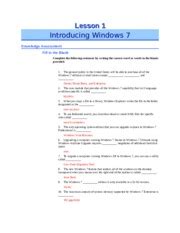 Answers To Windows 7 Knowledge Assessment Reader