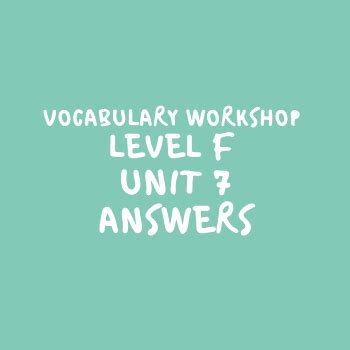 Answers Vocabulary Workshop Level F Doc