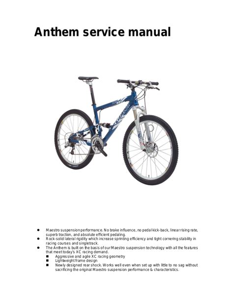 Anthem service manual - Giant Bicycles Ebook Ebook Epub