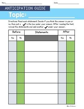Anticipation Guide Template