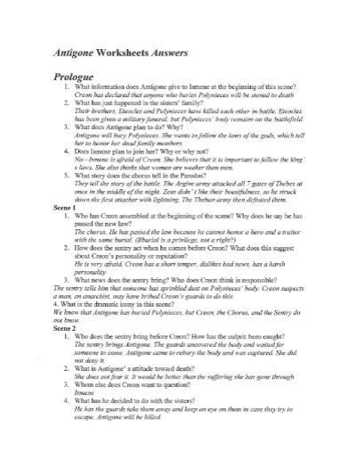 Antigone English 2 Test With Answers Doc