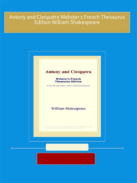 Antony and Cleopatra Webster s French Thesaurus Edition French Edition Epub