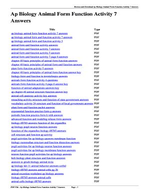 Ap Biology Animal Form And Function Activity 7 Answers PDF