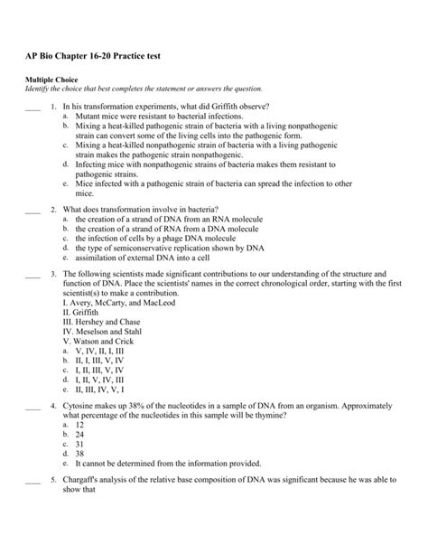 Ap Biology Chapter 16 Answers Reader