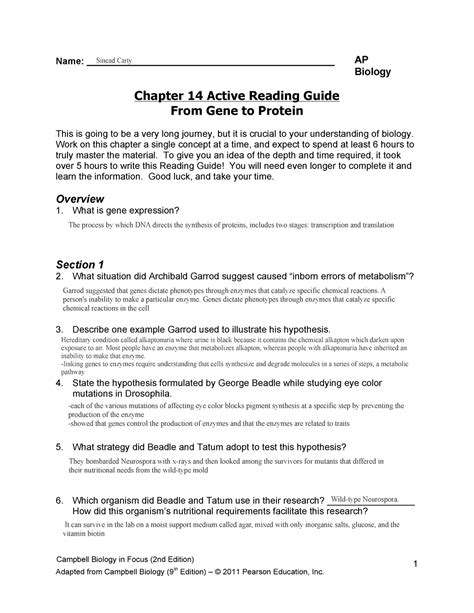 Ap Biology Chapter 5 Reading Guide Answers Doc