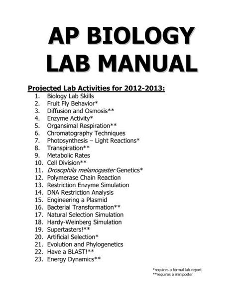 Ap Biology Lab Manual Answers 8 Doc