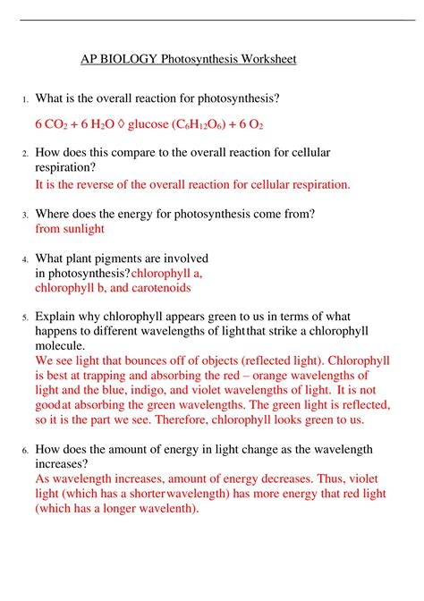 Ap Biology Worksheets With Answers Reader