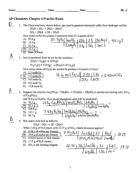 Ap Chemistry Practice Exam 1 Answers Doc