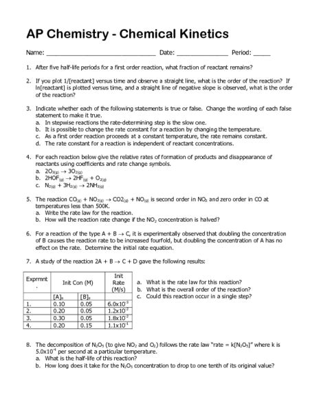 Ap Chemistry Worksheets And Answers Kindle Editon