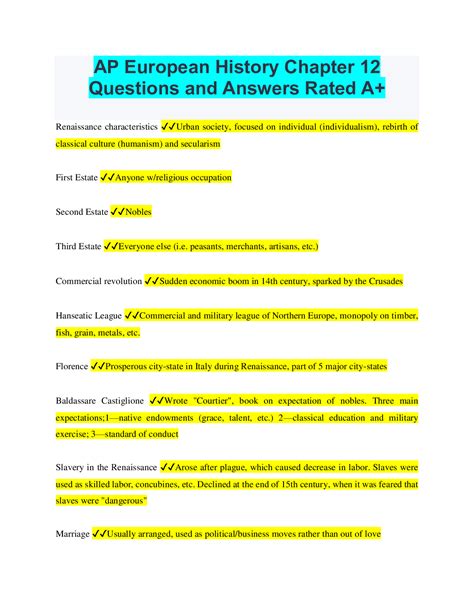 Ap Euro Chapter 12 Test Prep Answers PDF