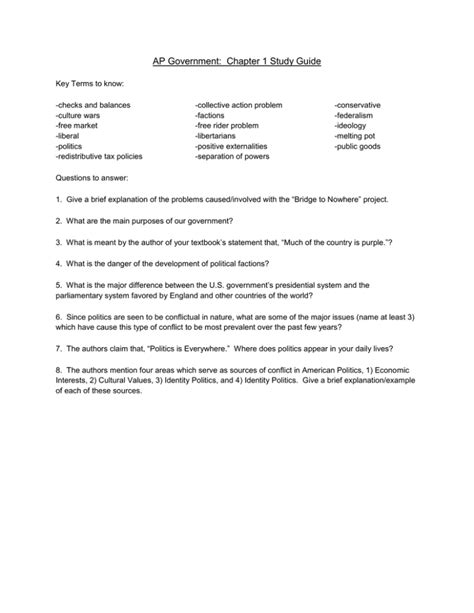 Ap Government Chapter 1 Study Guide Answer Key Epub