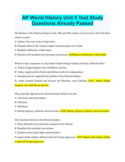 Ap History Test Answers PDF