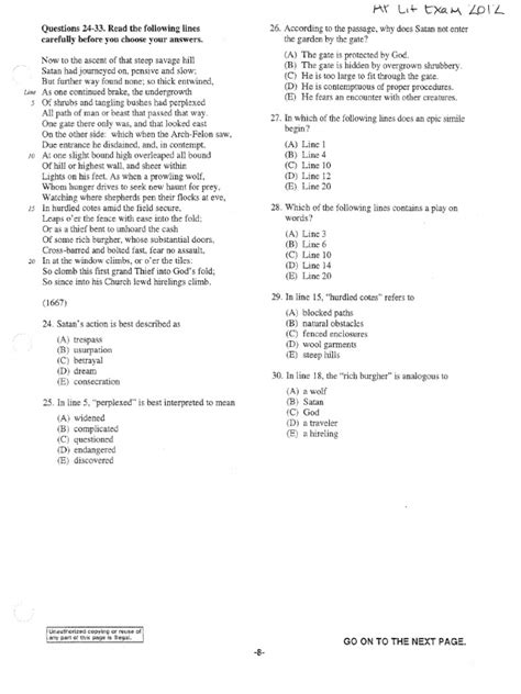 Ap Lit Multiple Choice Answers Reader