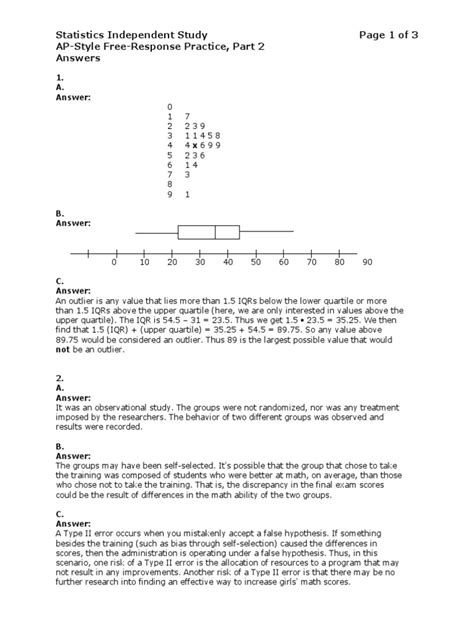 Ap Statistics Practice Exam 1 Answers PDF