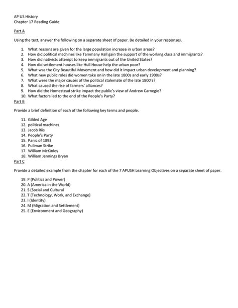 Ap Us History Chapter 17 Guided Reading Questions Answers Doc