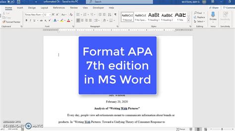 Apa 7th Edition Template For Microsoft Word
