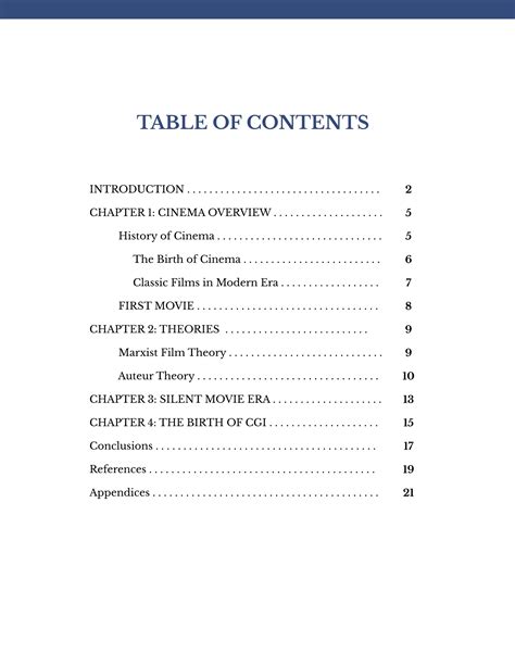 Apa Format Table Of Contents Template