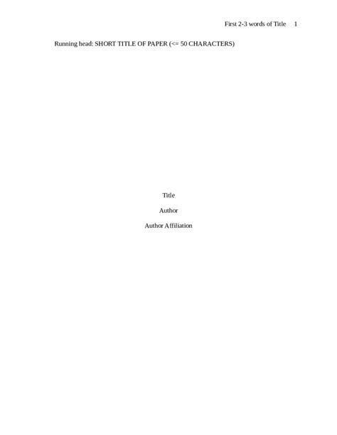 Apa Format Title Page Template