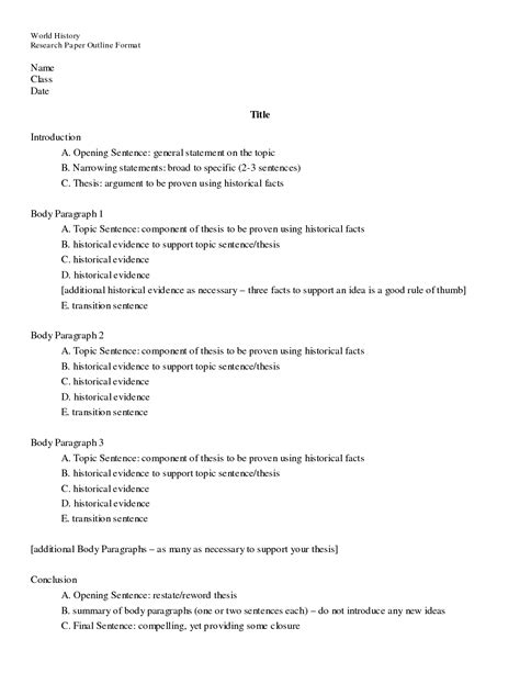 Apa Research Paper Outline Template