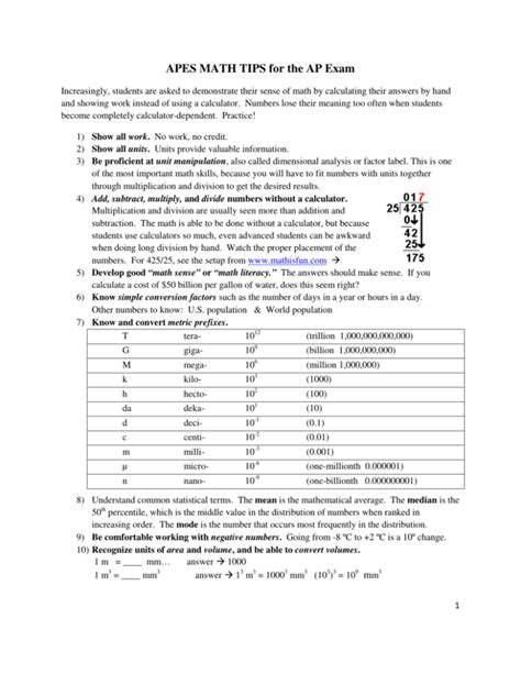 Apes Math Review Answers Reader