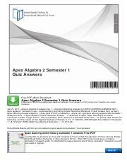 Apex learning answers algebra 2 semester 1 Ebook Kindle Editon