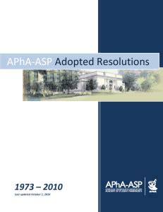 Apha Asp Adopted Resolutions American Pharmacists Reader