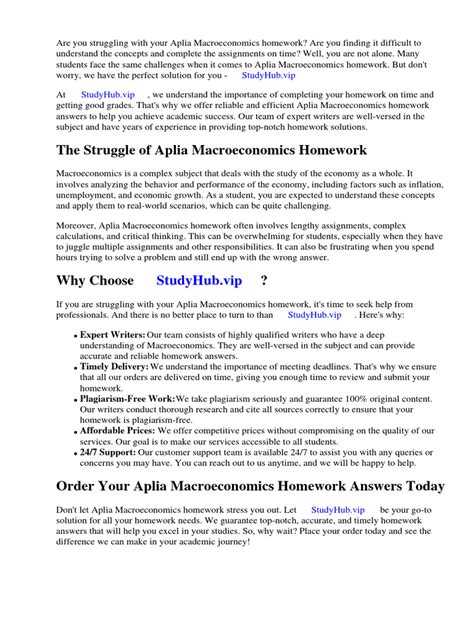 Aplia Homework Answers Macroeconomics Doc